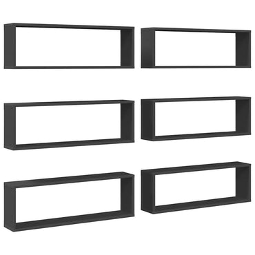vidaXL Étagères cubes 6 pcs Gris 80x15x26,5 cm Bois d'ingénierie