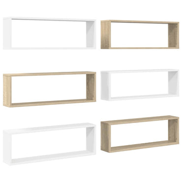 vidaXL Étagères cubes 6 pcs Blanc Chêne Sonoma 80x15x26,5cm Bois d'ingénierie