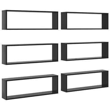 vidaXL Étagères cubes 6 pcs Gris brillant 80x15x26,5 cm Bois d'ingénierie