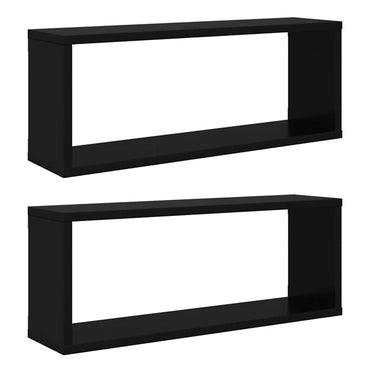 vidaXL Étagères cubes 2 pcs Noir 60x15x23 cm Bois d'ingénierie