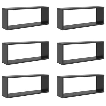 vidaXL Étagères murales cubes 6 pcs Gris 60x15x23 cm Bois d'ingénierie