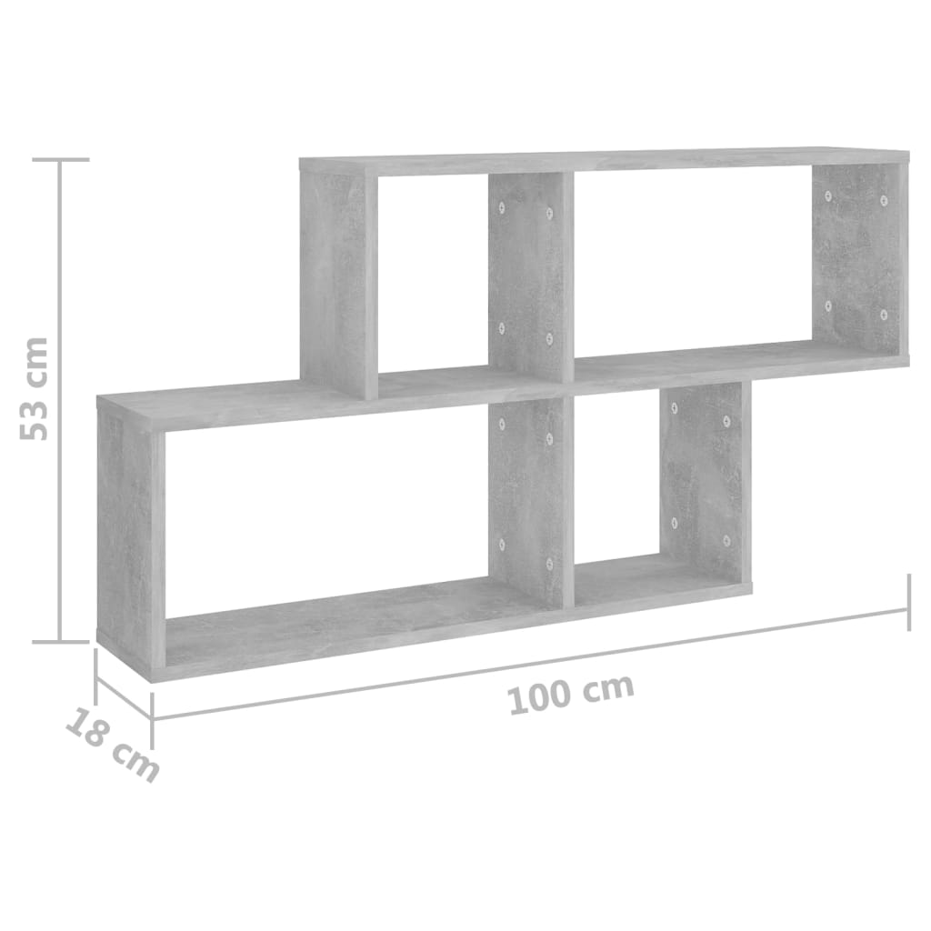 vidaXL Wandregal Betongrau 100x18x53 cm Holzwerkstoff