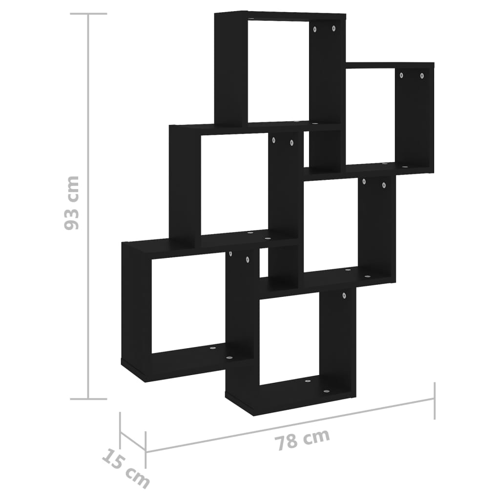vidaXL Würfelregal Schwarz 78x15x93 cm Holzwerkstoff