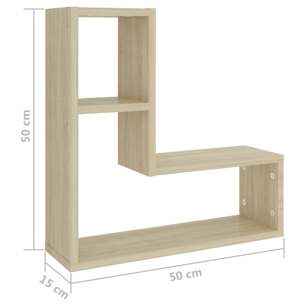 vidaXL Wandregale 2 Stk. Sonoma-Eiche 50x15x50 cm Holzwerkstoff