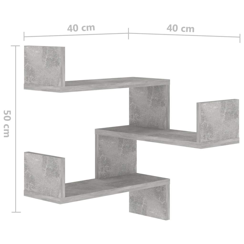 vidaXL Wand-Eckregal Betongrau 40x40x50 cm Holzwerkstoff