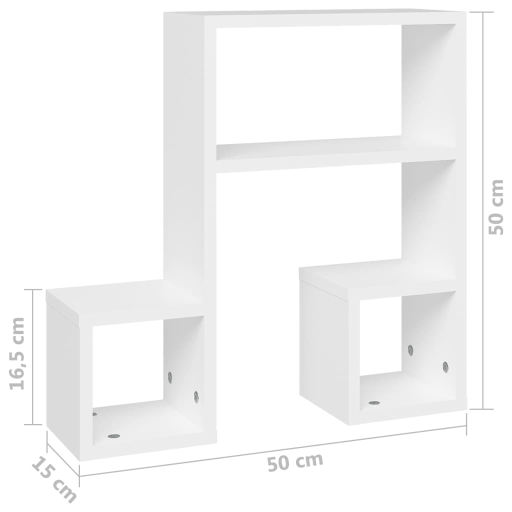 vidaXL Étagères murales 2 pcs Blanc 50x15x50 cm Bois d'ingénierie