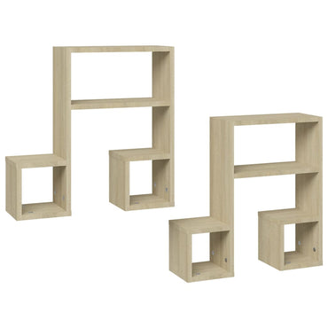 vidaXL Étagères murales 2 pcs Chêne Sonoma 50x15x50 cm Bois d'ingénierie