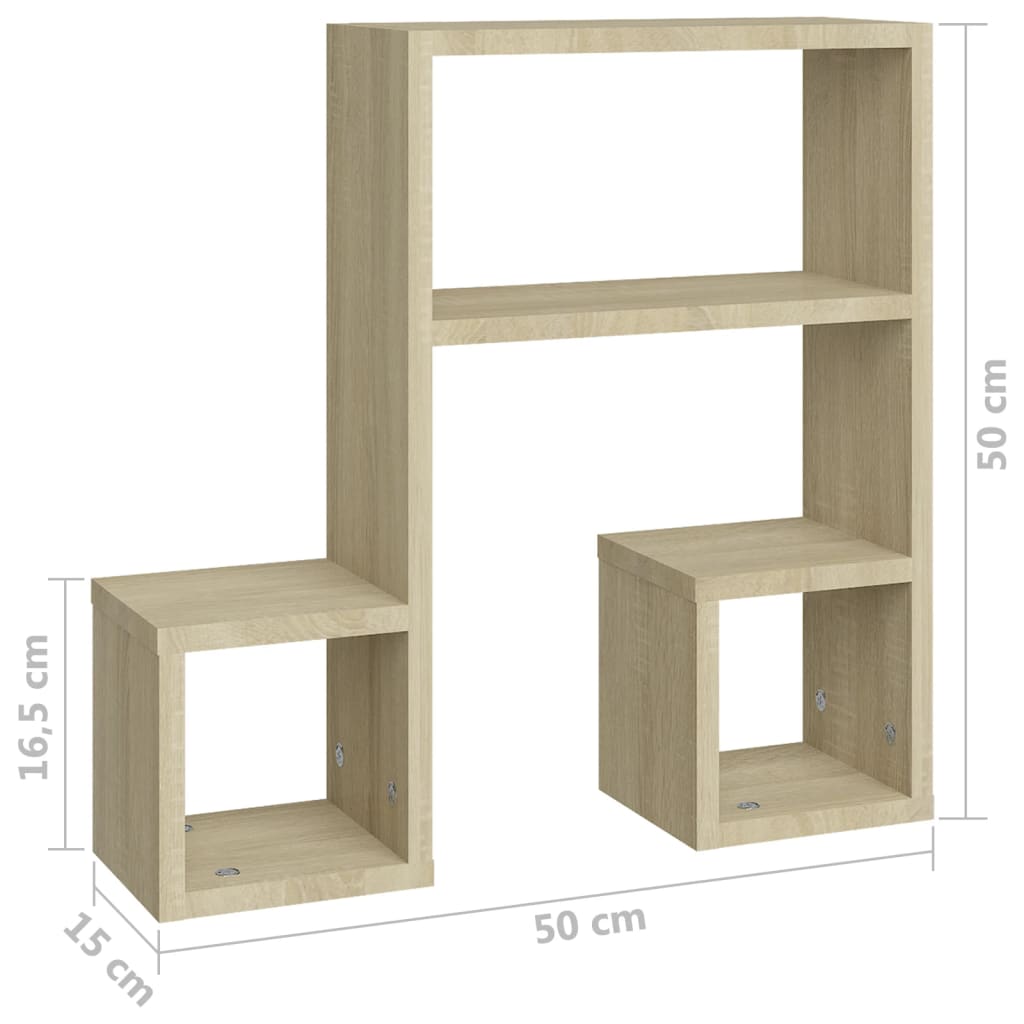 vidaXL Étagères murales 2 pcs Chêne Sonoma 50x15x50 cm Bois d'ingénierie