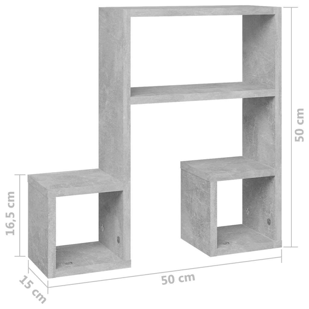 vidaXL Étagères murales 2 pcs Gris béton 50x15x50 cm Bois d'ingénierie