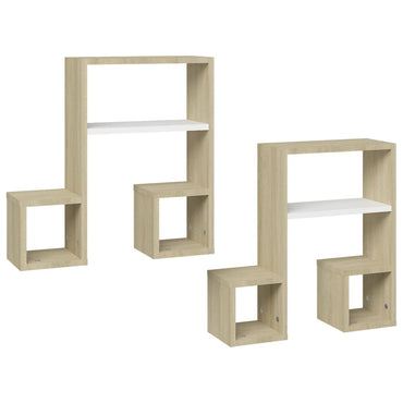 vidaXL Étagères murales 2 pcs Blanc et chêne Sonoma 50x15x50 cm Bois d'ingénierie