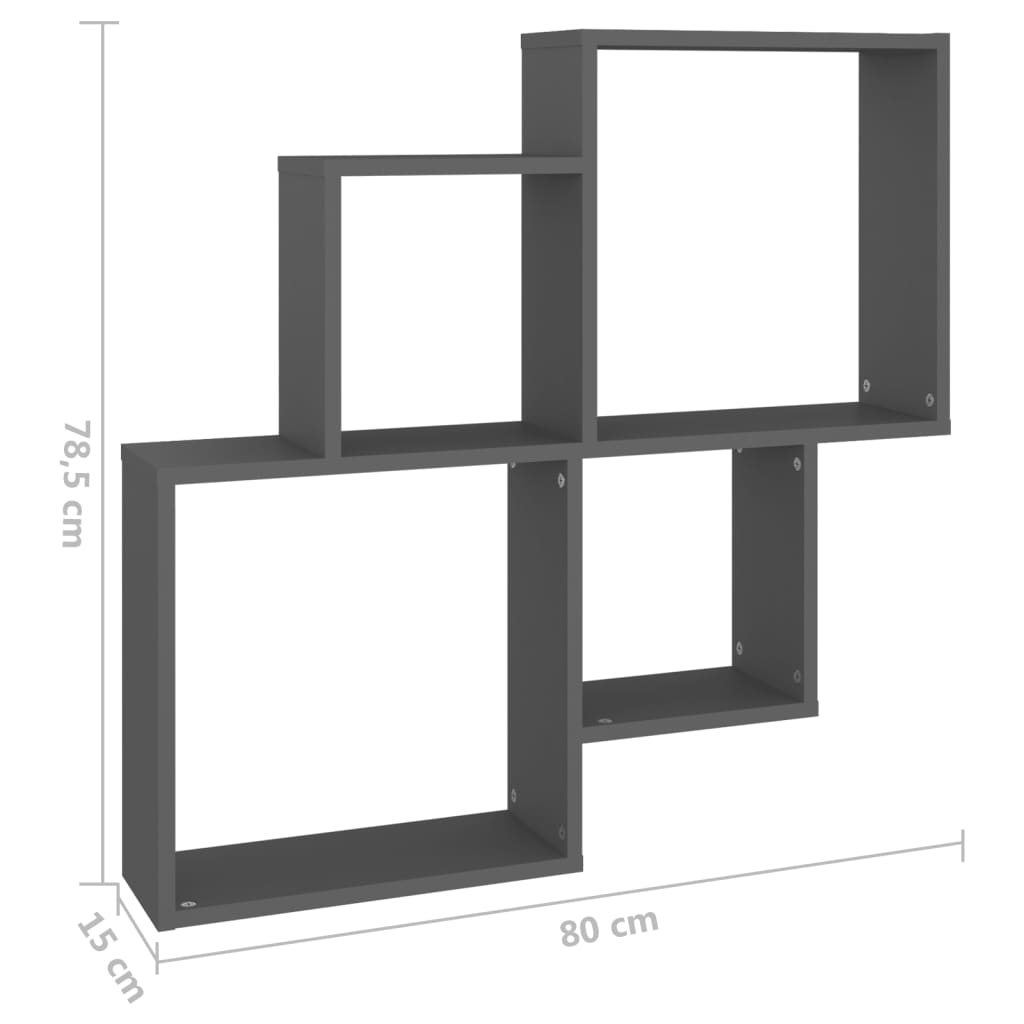 vidaXL Étagère cube Gris 80x15x78,5 cm Bois d'ingénierie