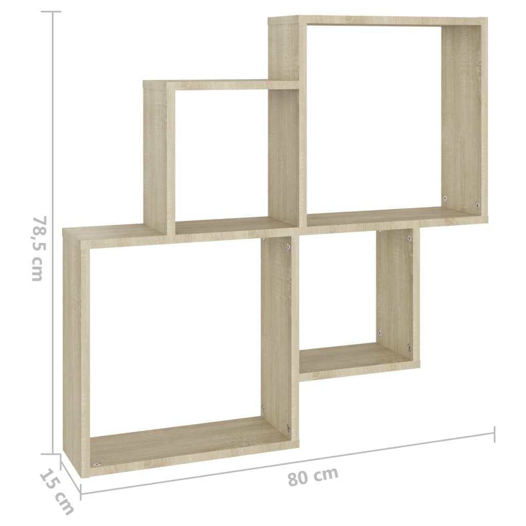 vidaXL Étagère cube Chêne Sonoma 80x15x78,5 cm Bois d'ingénierie