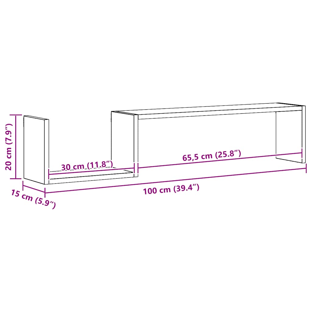 vidaXL Wandregale 2 Stk. Weiß 100x15x20 cm Holzwerkstoff