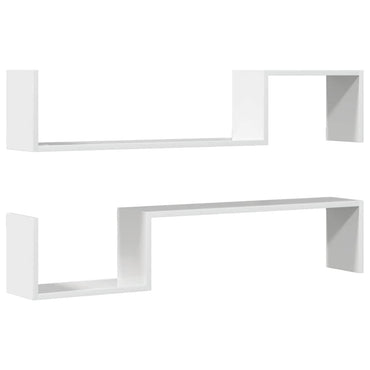 vidaXL Wandregale 2 Stk. Hochglanz-Weiß 100x15x20 cm Holzwerkstoff