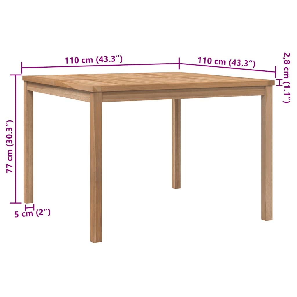 vidaXL Garten-Esstisch 110x110x77 cm Massivholz Teak