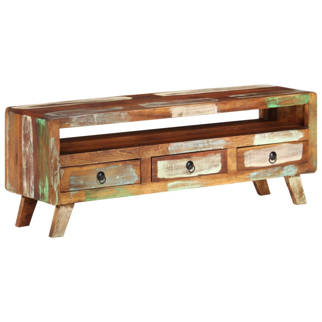 vidaXL TV-Schrank Mehrfarbig 110x30x40 cm Altholz Massiv