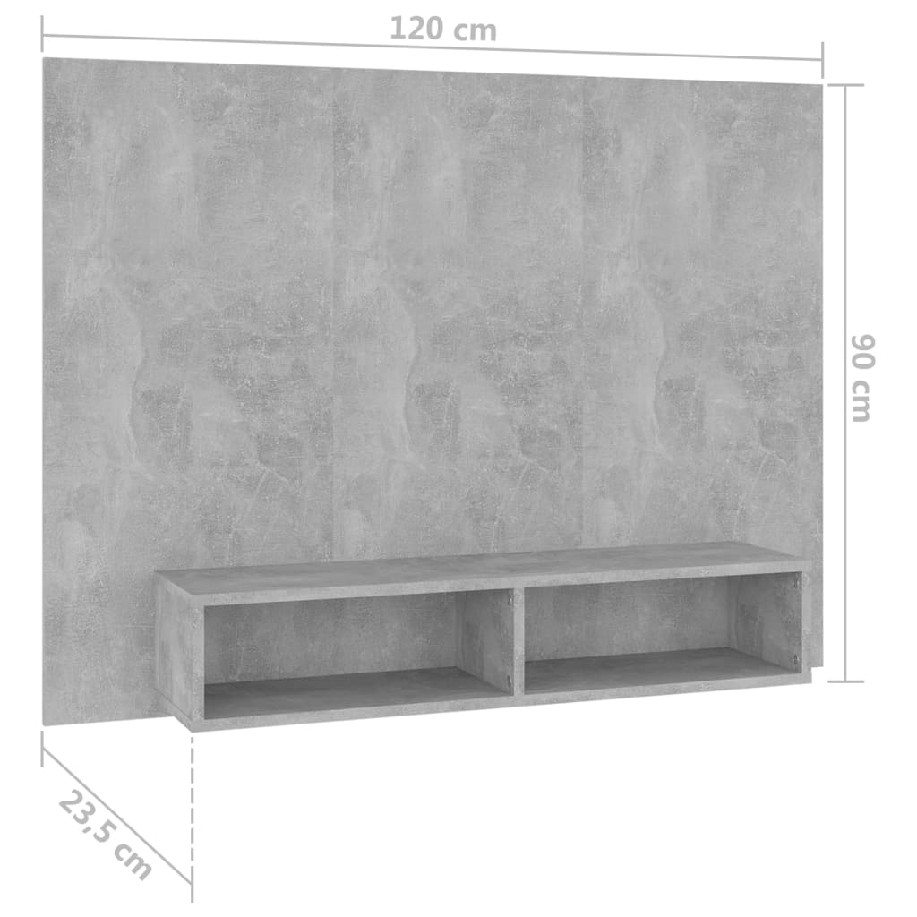 Meuble TV mural vidaXL gris béton 120x23,5x90 cm en bois d'ingénierie