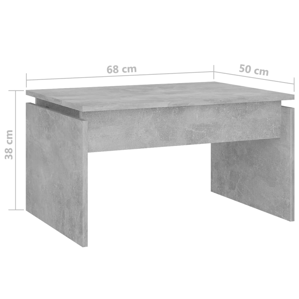vidaXL Table basse gris béton 68x50x38 cm Aggloméré