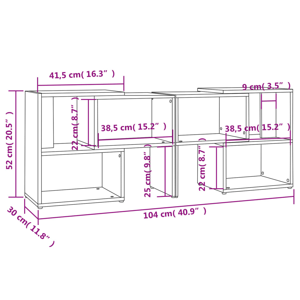 Meuble TV vidaXL blanc brillant 104x30x52 cm Aggloméré