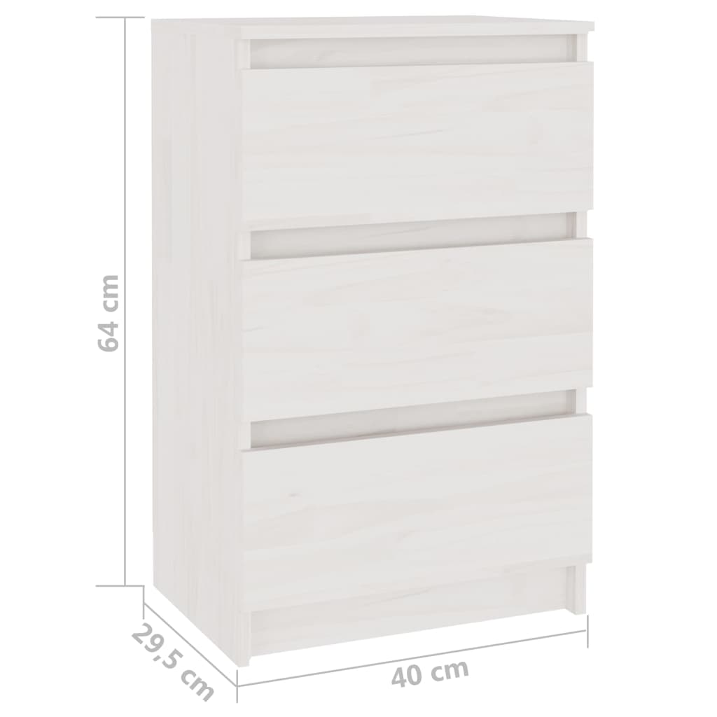 vidaXL Nachtschrank Weiß 40x29,5x64 cm Massivholz Kiefer