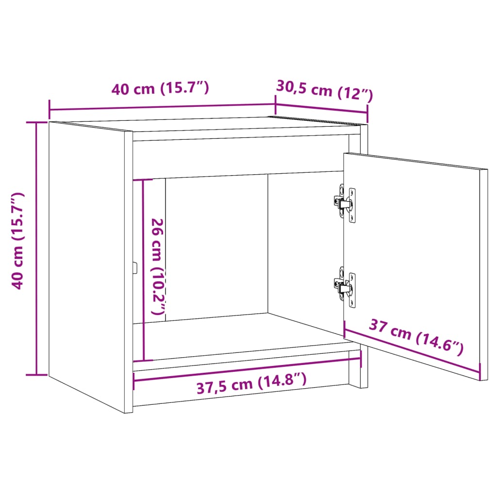 vidaXL Nachttisch 40x30,5x40 cm Massivholz Kiefer