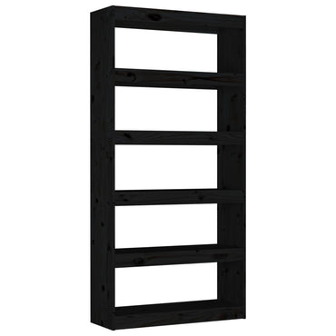 vidaXL Bücherregal/Raumteiler Schwarz 80x30x167,4 cm Massivholz Kiefer