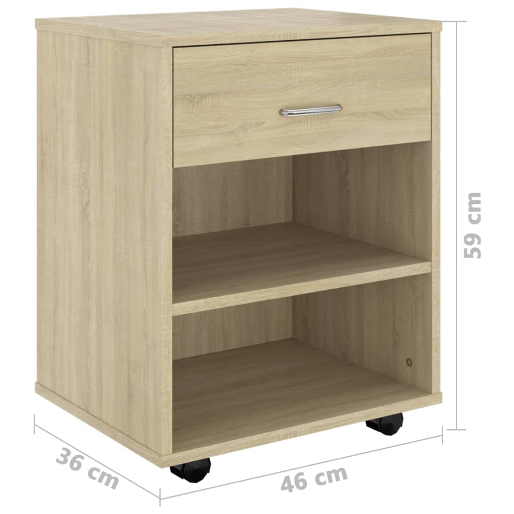 vidaXL Meuble à roulettes Chêne Sonoma 46x36x59 cm Bois d'ingénierie