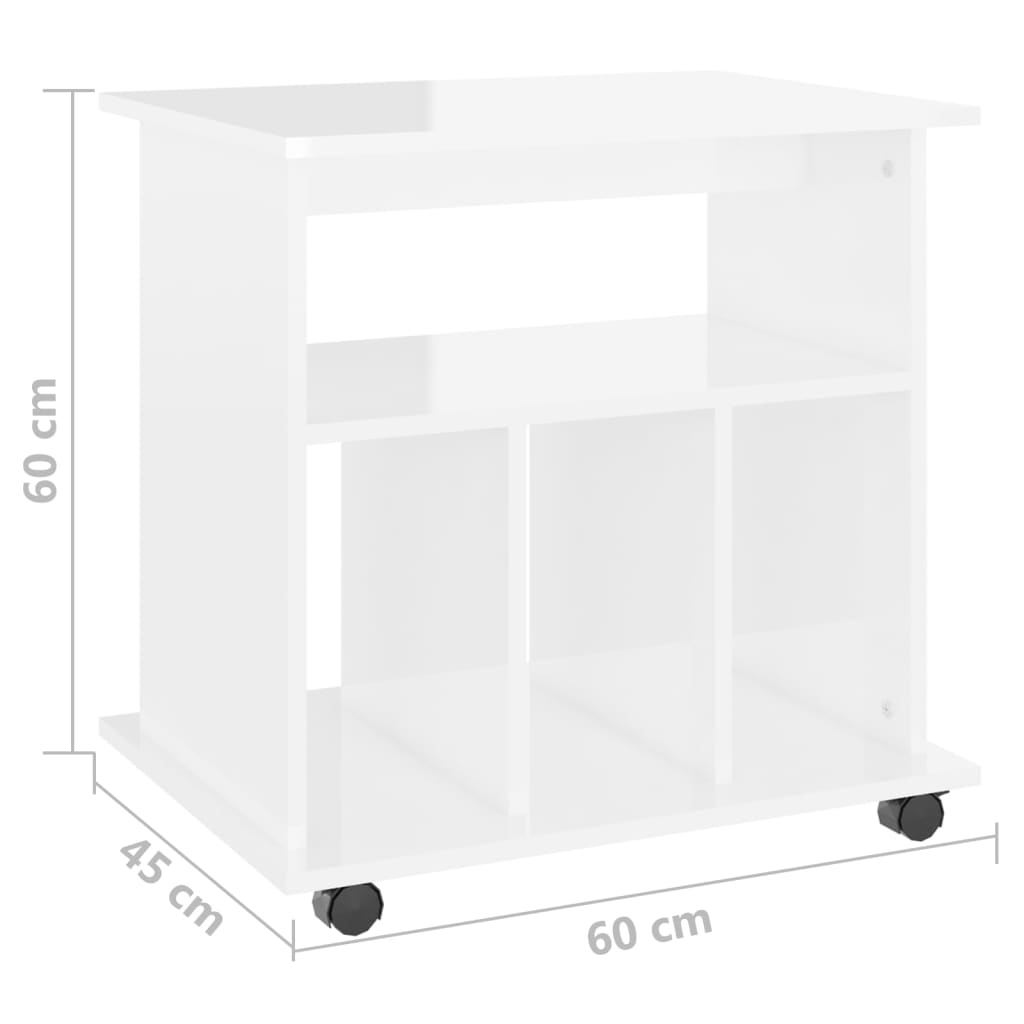 vidaXL Rollschrank Hochglanz-Weiß 60x45x60 cm Holzwerkstoff