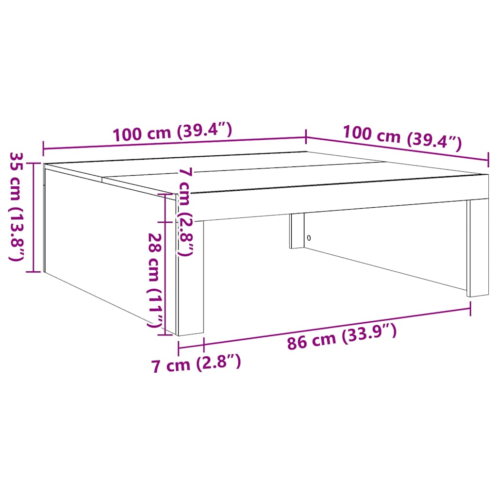 vidaXL Couchtisch Weiß 100x100x35 cm Holzwerkstoff