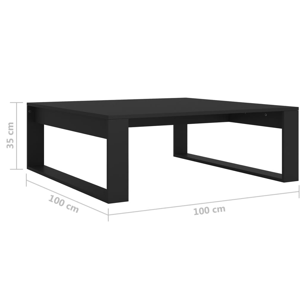vidaXL Table basse noire 100x100x35 cm, bois d'ingénierie