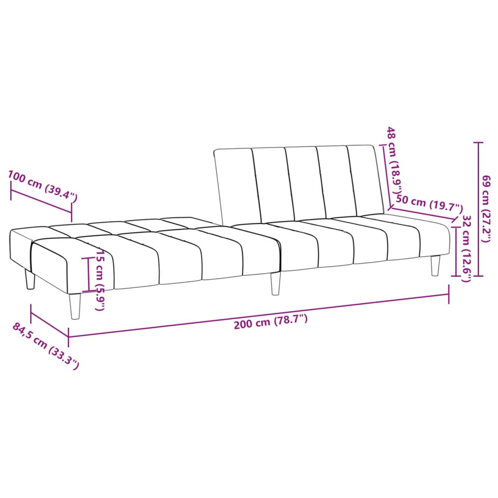 vidaXL Schlafsofa 2-Sitzer Braun Stoff