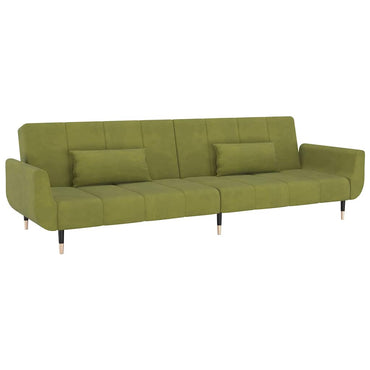 vidaXL Schlafsofa 2-Sitzer mit 2 Kissen Hellgrün Samt