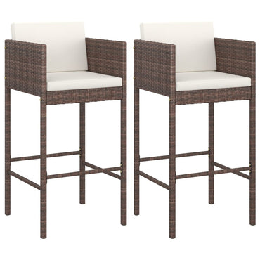 vidaXL Tabourets de bar 2 pcs avec coussins marron résine tressée