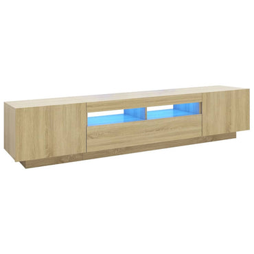 Meuble TV vidaXL avec lumières LED chêne Sonoma 200x35x40 cm