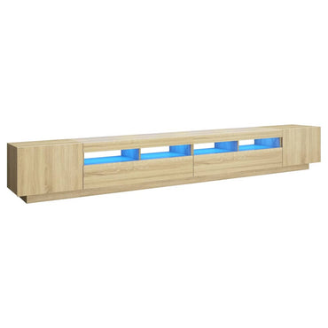Meuble TV vidaXL avec lumières LED chêne Sonoma 300x35x40 cm