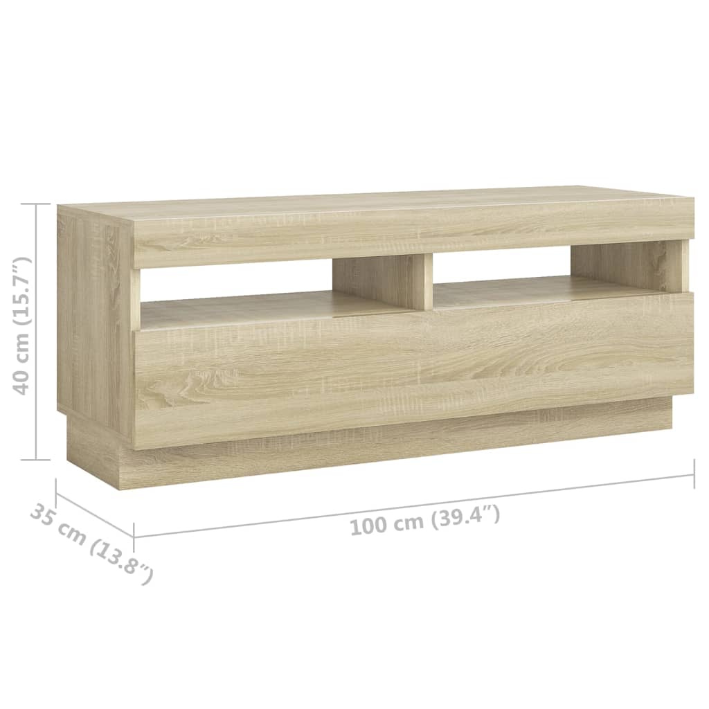 Meuble TV vidaXL avec lumières LED chêne Sonoma 300x35x40 cm