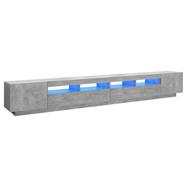 vidaXL Meuble TV avec lumières LED gris béton 300x35x40 cm