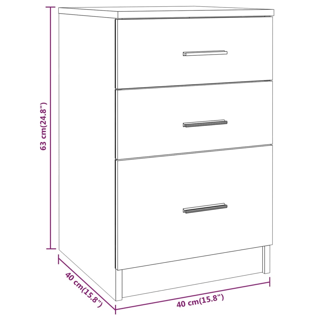 vidaXL Nachttisch Betongrau 40x40x63 cm Holzwerkstoff