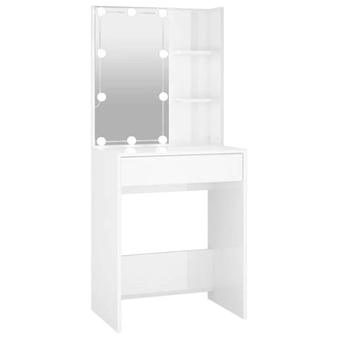 vidaXL Schminktisch mit LED Hochglanz-Weiß 60x40x140 cm