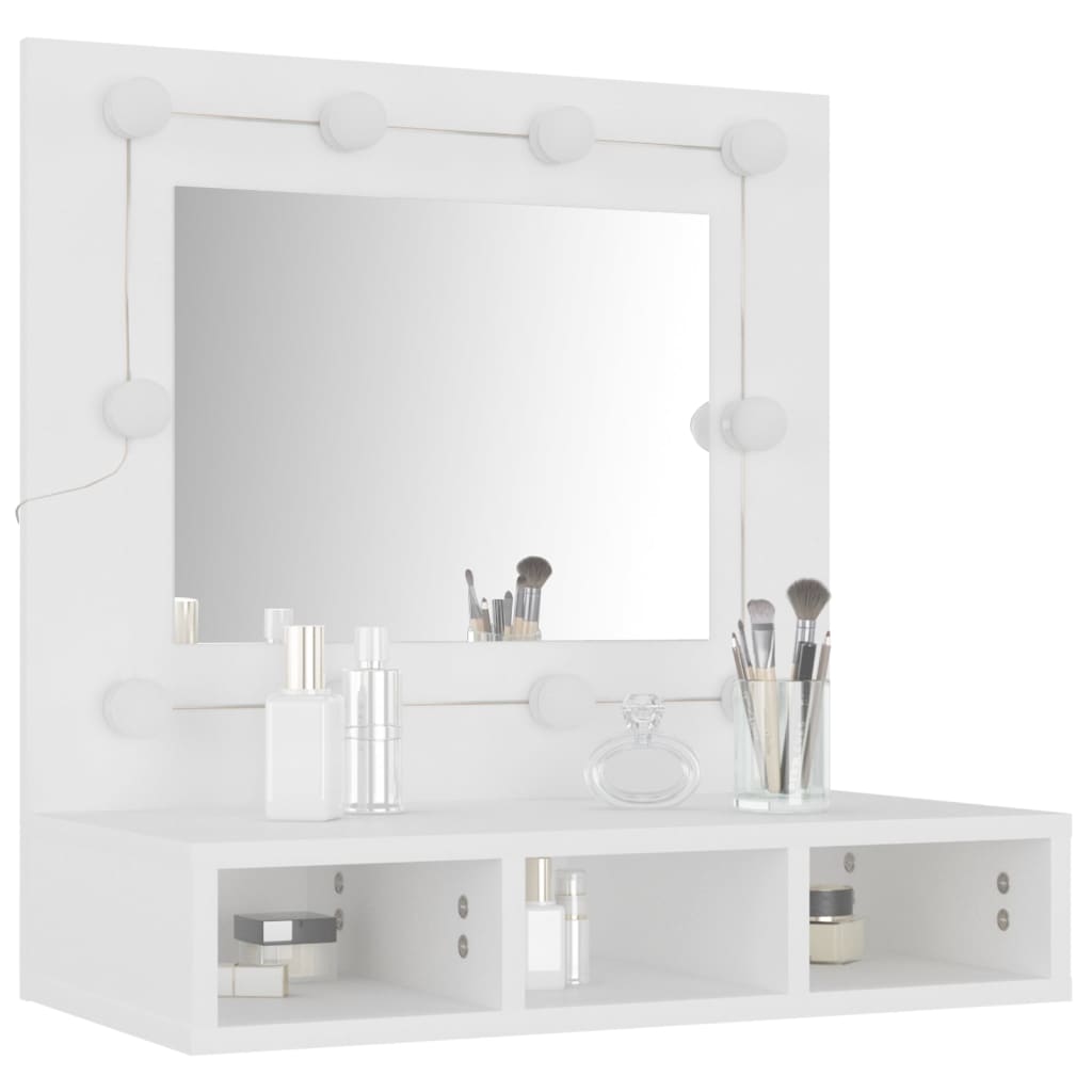 vidaXL Spiegelschrank mit LED Weiß 60x31,5x62 cm