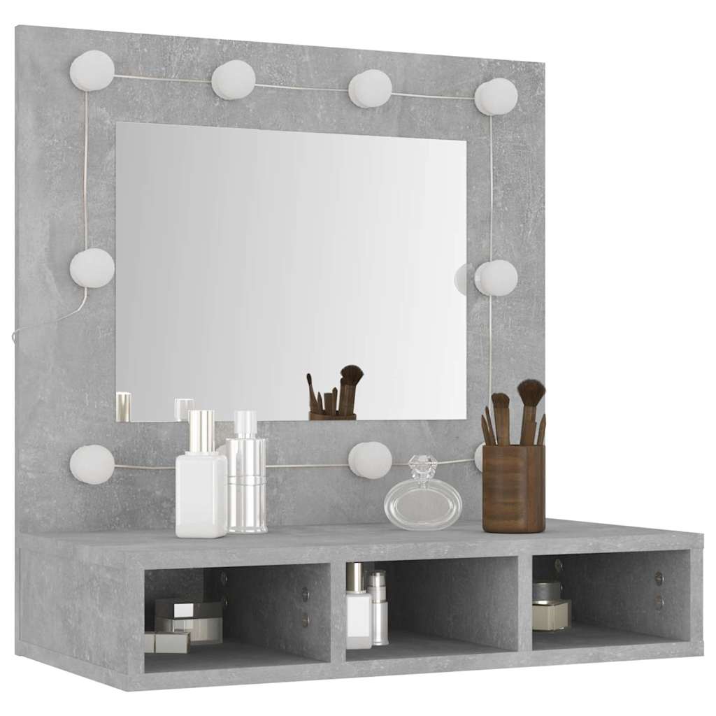 vidaXL Armoire de toilette avec LED gris béton 60x31,5x62 cm