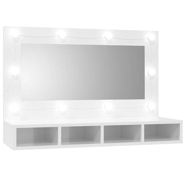 vidaXL Armoire de toilette avec LED blanc brillant 90x31,5x62 cm