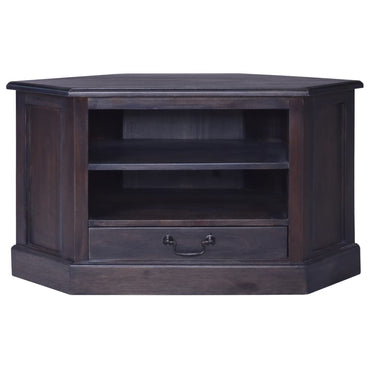 vidaXL Meuble TV d'angle noir brillant 80x40x49 cm bois de mahagoni massif