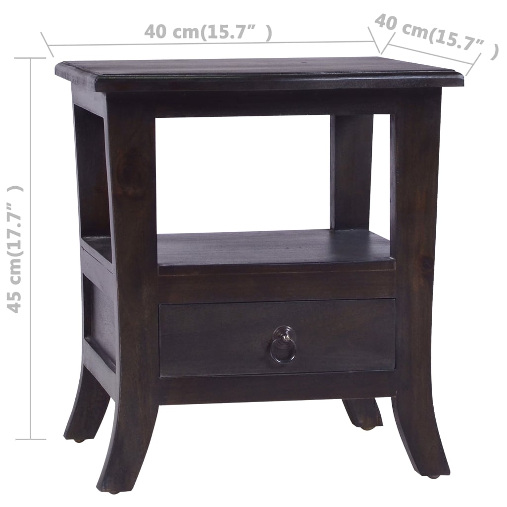 vidaXL Nachttisch Hellschwarz 40x40x45 cm Massivholz Mahagoni