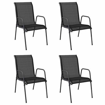 vidaXL Chaises de jardin 4 pcs Acier et textilène Noir