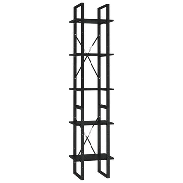 vidaXL Bücherregal 5 Fächer Schwarz 40x30x175 cm Holzwerkstoff
