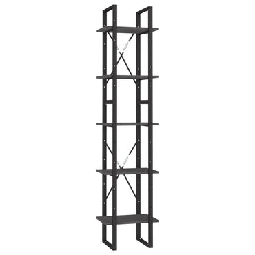 vidaXL Bücherregal 5 Fächer Grau 40x30x175 cm Massivholz Kiefer