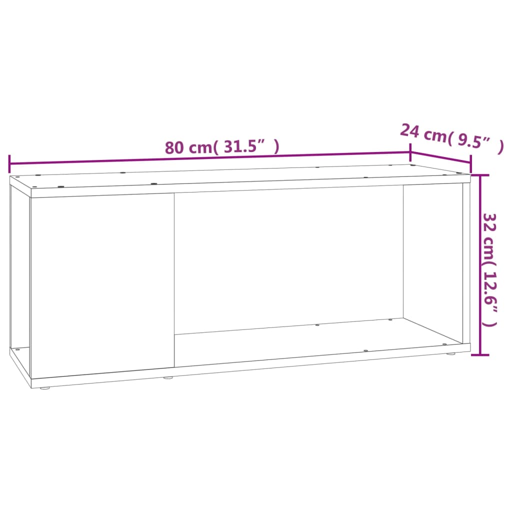 vidaXL Meuble TV chêne Sonoma 80x24x32 cm Aggloméré