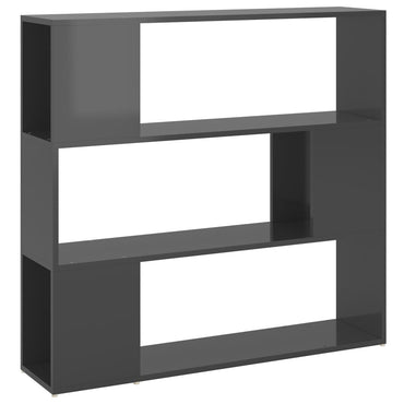 vidaXL Bücherregal Raumteiler Hochglanz-Grau 100x24x94 cm