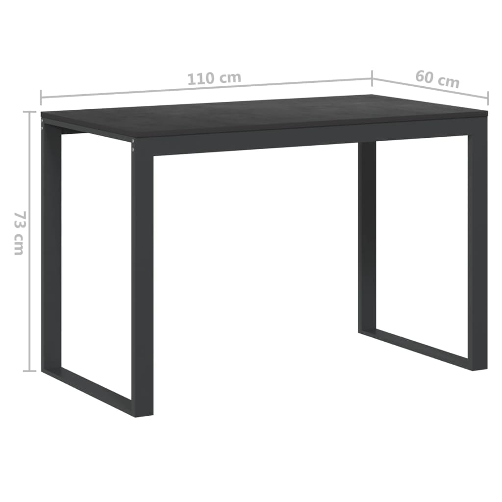 vidaXL Bureau noir 110x60x73 cm en bois d'ingénierie